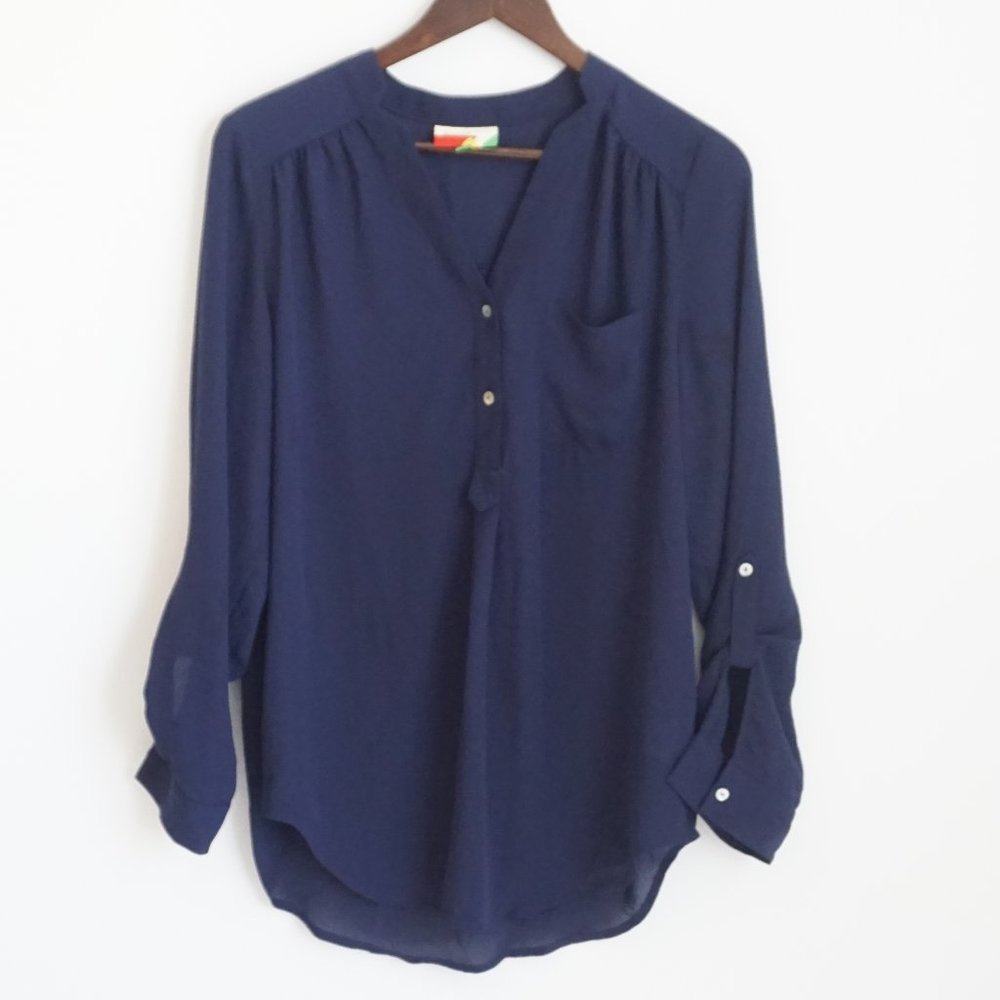 NWOT Navy Blue Chiffon Blouse Size Medium